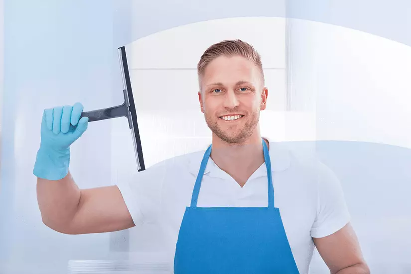 Window cleaner cleaning a window